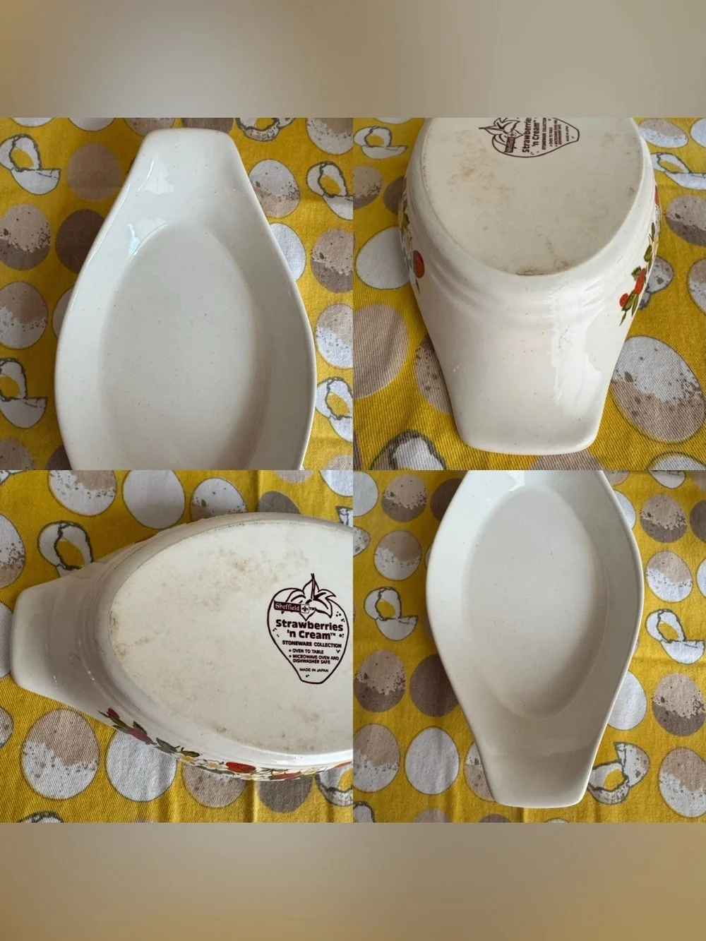 Vintage Sheffield Strawberries ‘n Cream lug handle baking dish